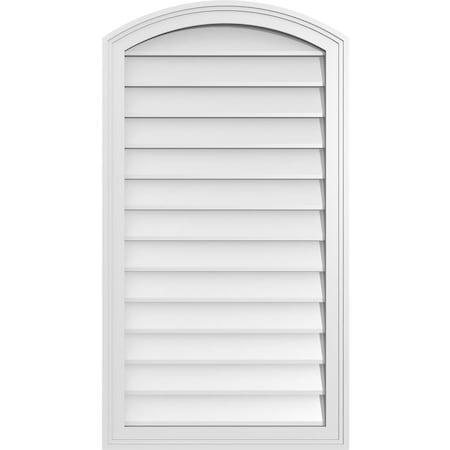 Ekena Millwork Arch Top Surface Mount PVC Gable Vent: Functional, w/ 2"W x 1-1/2"P Brickmould Frame, 22"W x 40"H GVPAR22X4002SF